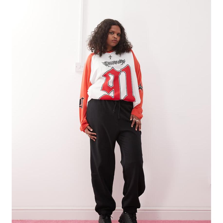 COLLUSION Plus Oversized joggingbroek met aansluitende boorden in zwart Zwart