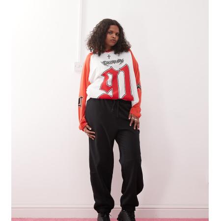 COLLUSION Plus Oversized joggingbroek met aansluitende boorden in zwart