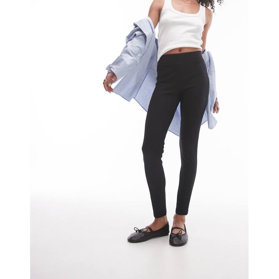 Topshop Geborstelde geribbelde legging in zwart Zwart