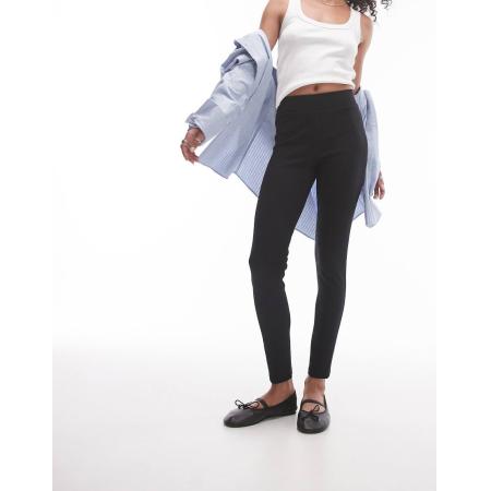 Topshop Geborstelde geribbelde legging in zwart