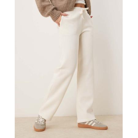 Gina Tricot Rechte joggingbroek met losse pasvorm in crème-Wit