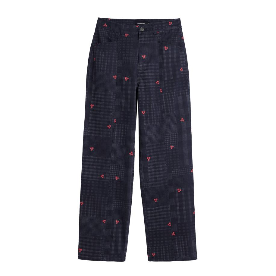 Desigual Desigual Broek donkergroen / kersrood / zwart / wit -