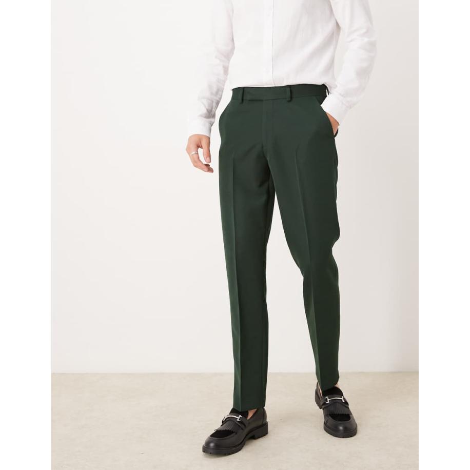 ASOS DESIGN - Nette slim-fit broek in donkergroen Groen