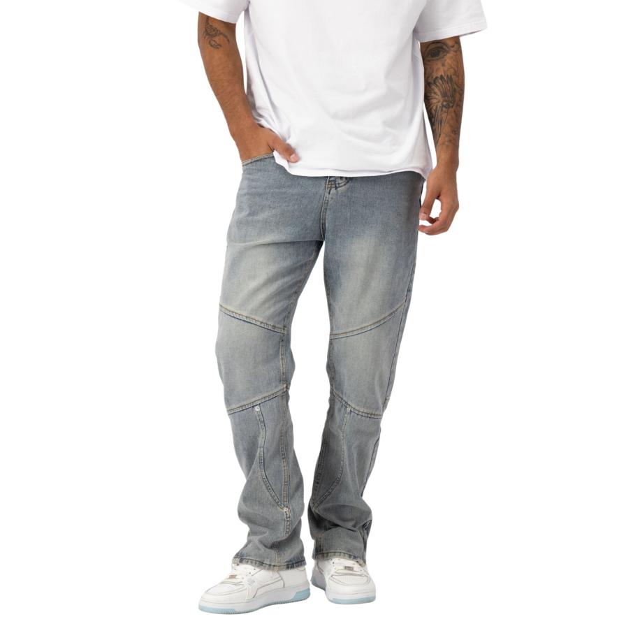 Black Bananas Straight Worker Denim Spijkerbroek Blauw