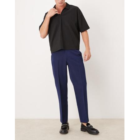 ASOS DESIGN - Nette broek met rechte pijpen in marineblauw