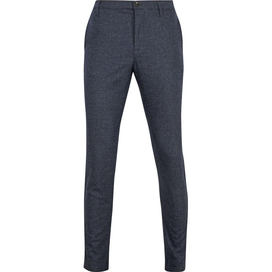 Alberto Rob Broek Wol Navy Blauw