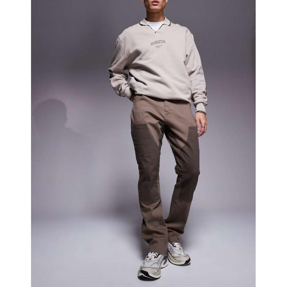 The Couture Club - Canvas timmermansbroek in bruin-Brown Bruin