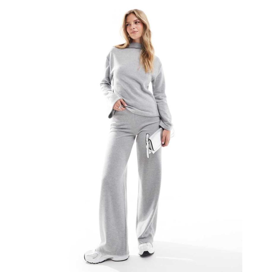 ASOS DESIGN Superzachte broek in gemêleerd grijs, deel van co-ord set Grijs