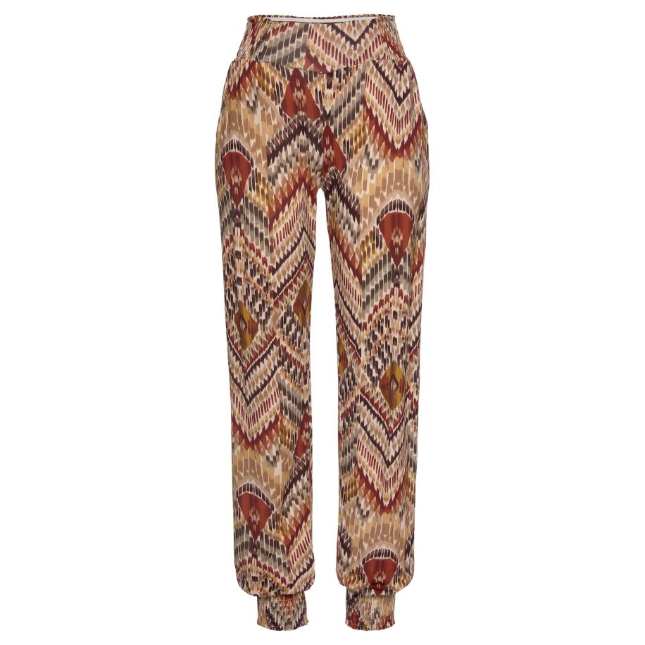 Lascana LASCANA Broek crème / bruin / donkerrood -