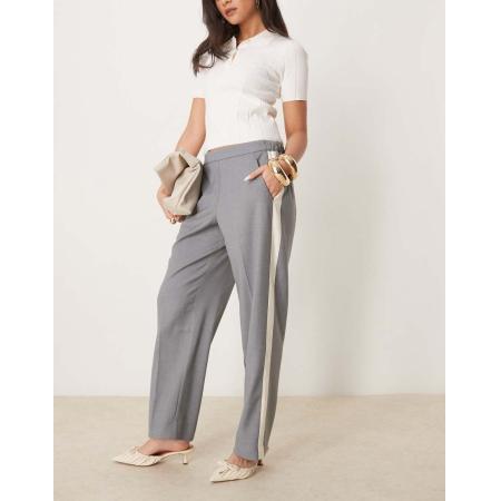 Abercrombie & Fitch Broek met rechte pijpen, elastische taille en platgestikte plooitjes in grijs