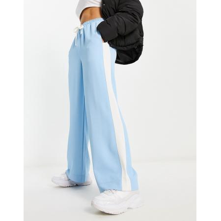 ASOS DESIGN Broek met elastische taille en contrasterend inzetstuk in blauw