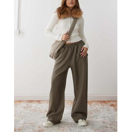 Reclaimed Vintage Broek zonder sluiting in bruin miniruitje