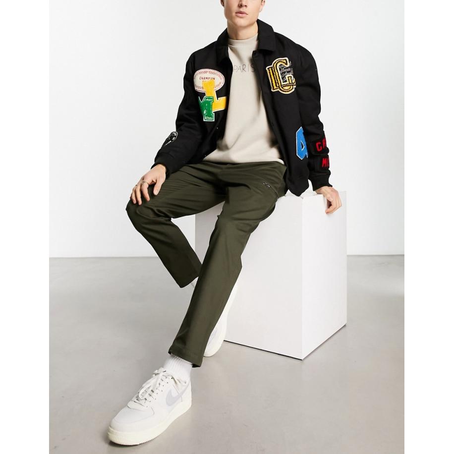 Jack & Jones Intelligence - Smaltoelopende nette cargobroek met ritsdetail in kaki-Groen Groen