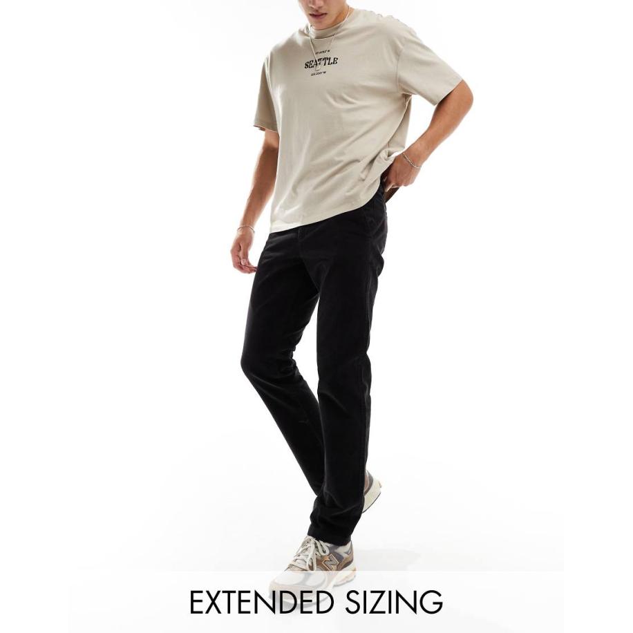 ASOS DESIGN - Slim-fit broek van corduroy in zwart Zwart