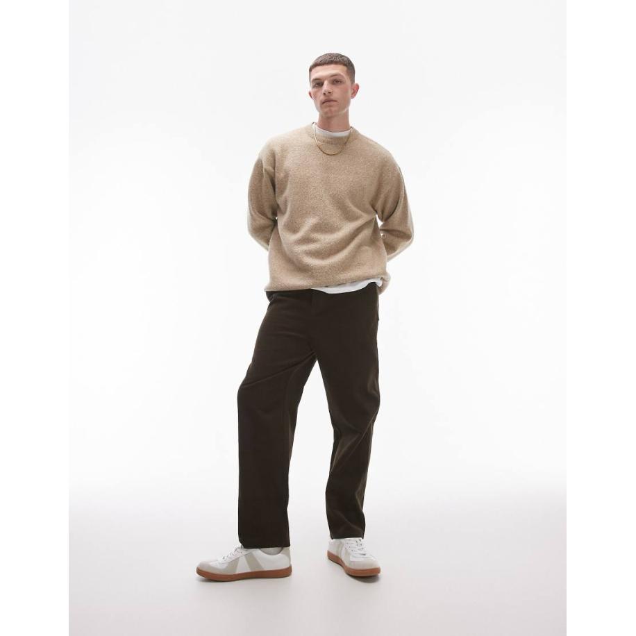 Topman - Corduroy broek met toelopende pijpen in bruin Bruin