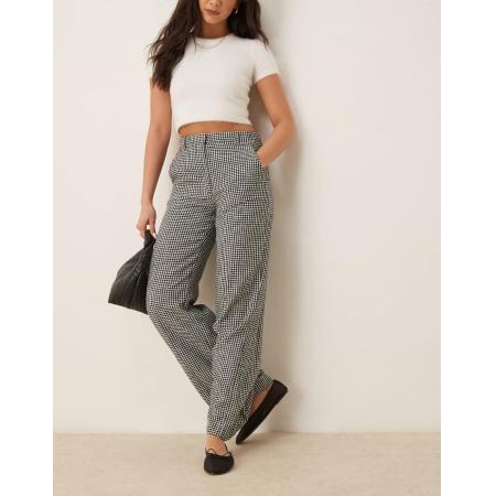 Abercrombie & Fitch Klassieke broek met hoge taille in zwarte gingham ruit