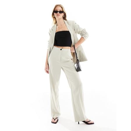 Vero Moda Rita Ruimvallende dad broek in stone, deel van co-ord set-Wit