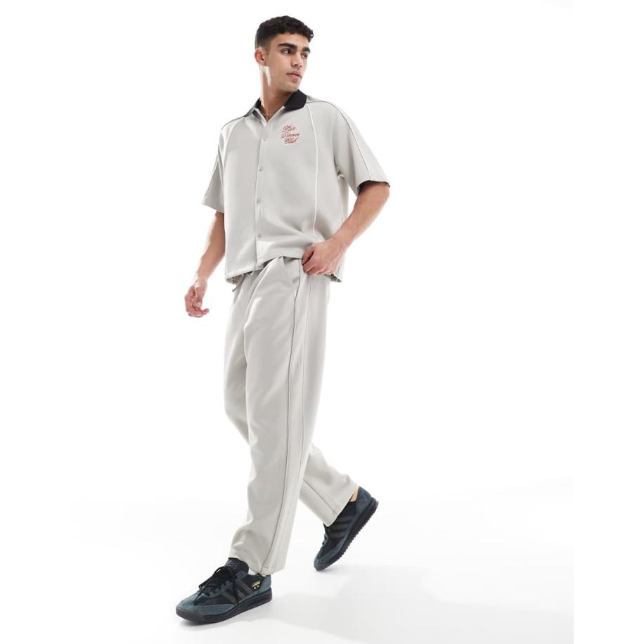 Bershka - Broek met elastische taille in grijs, deel van co-ord set Grijs