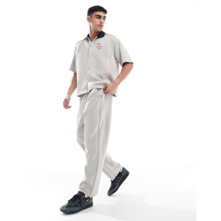 Bershka - Broek met elastische taille in grijs, deel van co-ord set