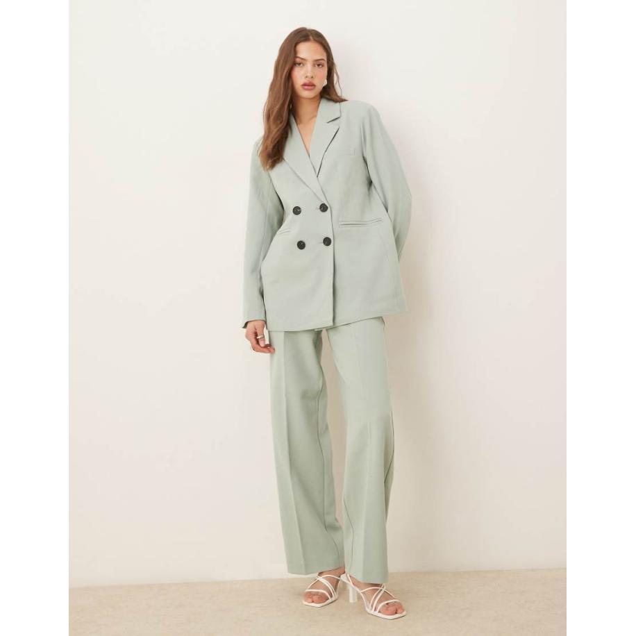 YAS Elegante broek met hoge taille en rechte pijpen in lichtgroen, deel van co-ord set Groen