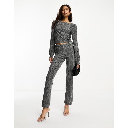 JDY Broek in zwart en zilver glitter, deel van co-ord set