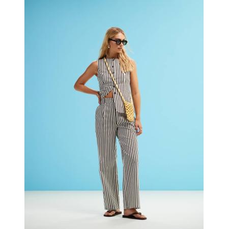 4th & Reckless Elegante broek met rechte pijpen en bruine strepen, deel van co-ord set-Veelkleurig