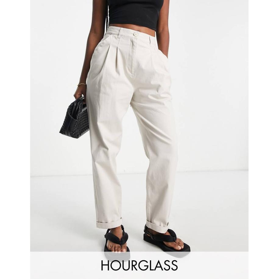 ASOS DESIGN Hourglass Chinobroek in kiezelkleur-Neutraal Multicolor