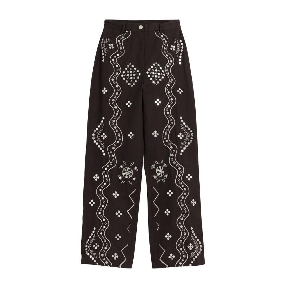 Desigual Desigual Broek chocoladebruin / wit -