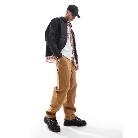 ASOS DESIGN - Timmermansbroek met verfspetters in lichtbruin