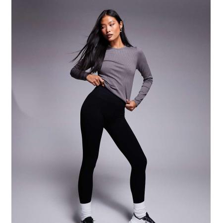 4505 Petite Icon Naadloze geribbelde fitnesslegging in zwart