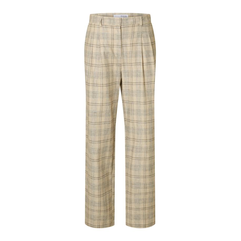 Selected SELECTED Bandplooibroek SLFGajo sand / navy / wit -