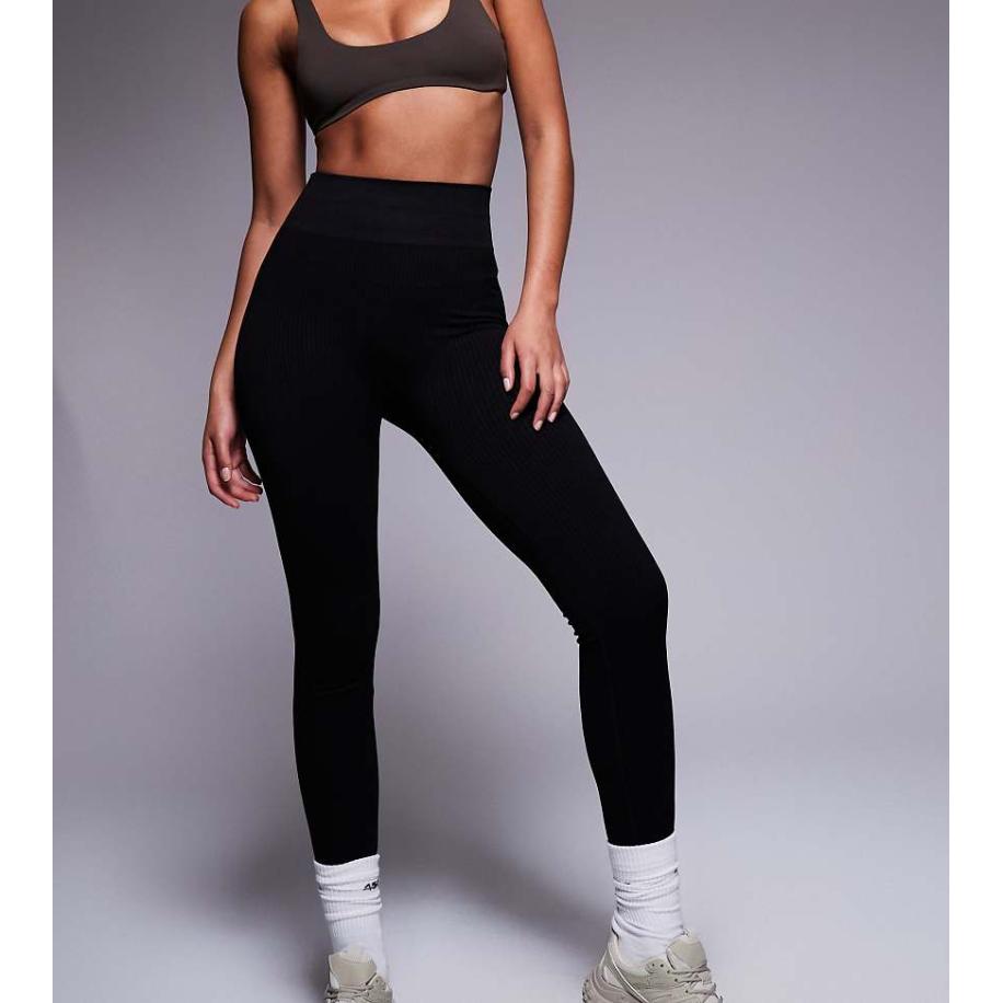 4505 Tall Icon Naadloze geribbelde fitnesslegging in zwart Zwart