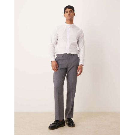 ASOS DESIGN - Nette broek met rechte pijpen van wolmix keperstof in lichtgrijs