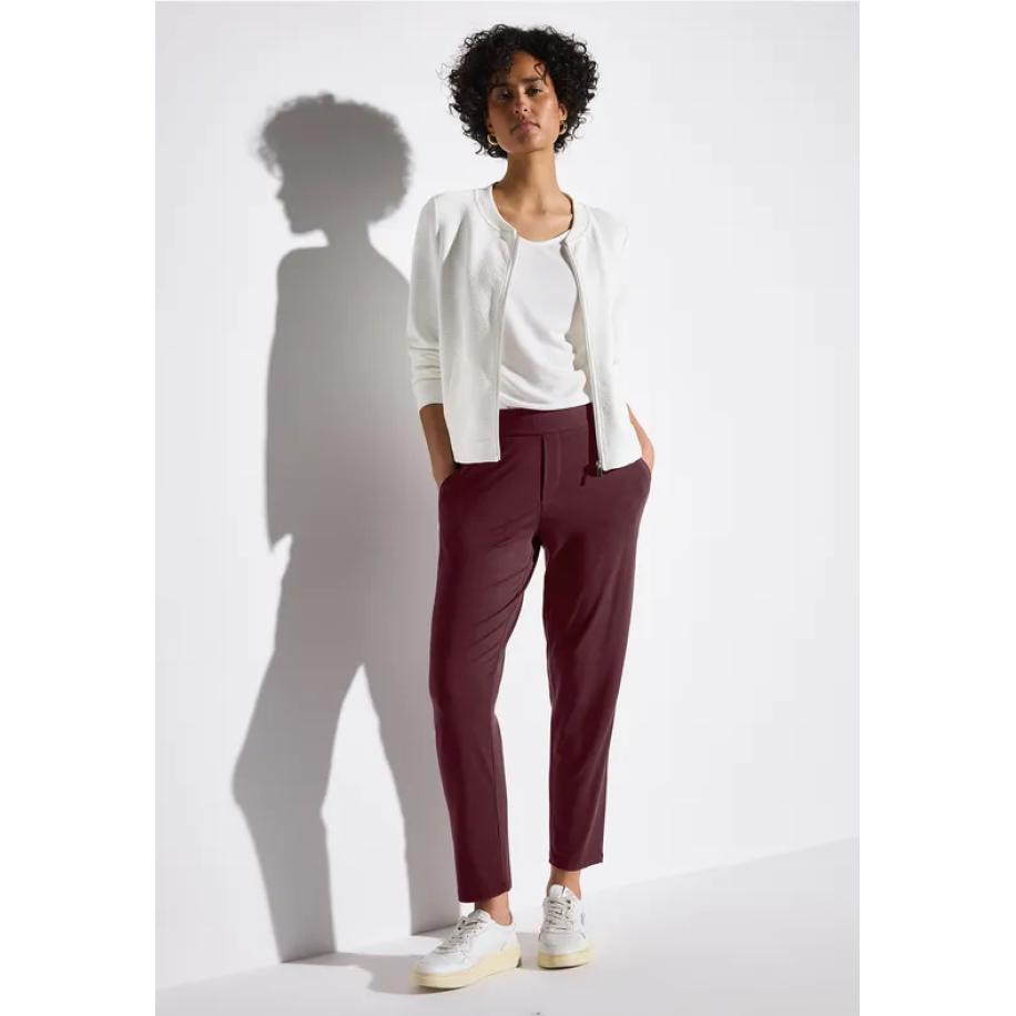 Street One Jersey broek in Loose Fit Rood