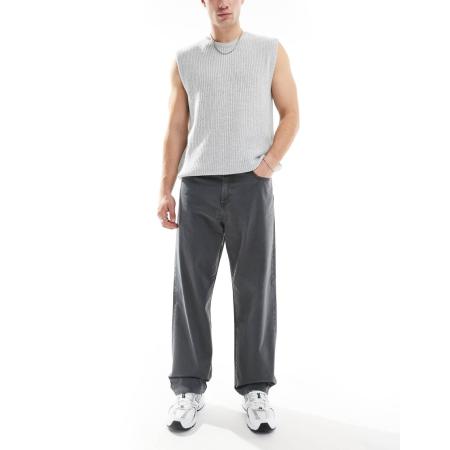 Jack & Jones - Alex - Baggy broek van twill in donkergrijs