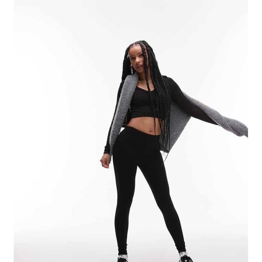 Topshop Petite Lange legging van zware stof in zwart Zwart