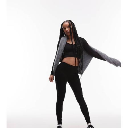 Topshop Petite Lange legging van zware stof in zwart