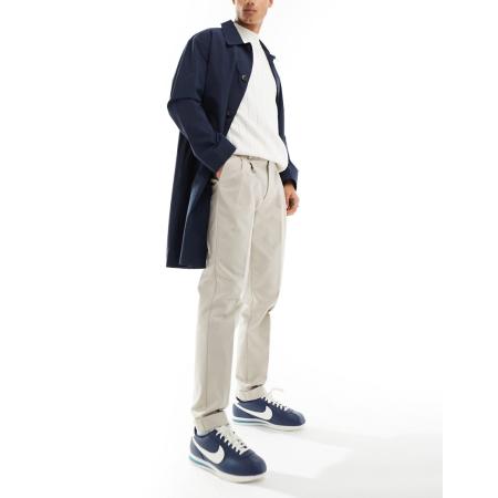 ASOS DESIGN - Premium nette slim-fit chinobroek met omslag in stone-Neutraal