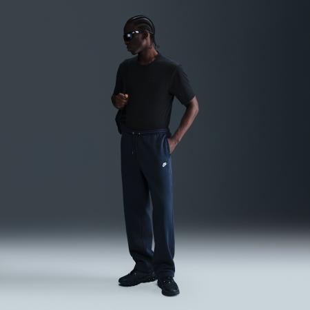 Nike Club fleecebroek met open zoom voor heren - Blauw