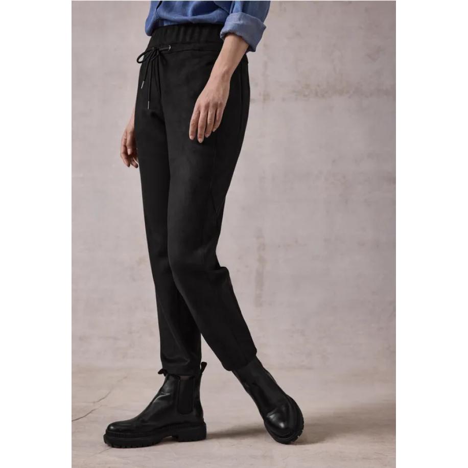 CECIL Broek in lederlook Zwart