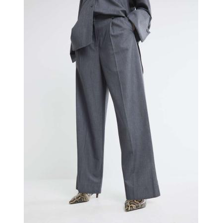 River Island Elegante broek met wijde pijpen in grijs, deel van co-ord set