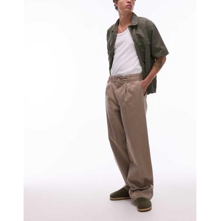 Dickies - Unionville - Geplooide werkbroek met wijde pijpen in lichtbruin