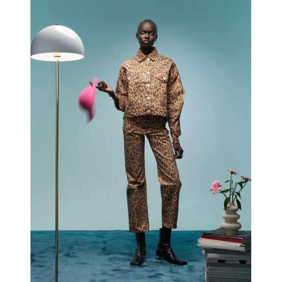 BIMBA Y LOLA Jeans met rechte pijpen in luipaardprint, deel van co-ord set-Bruin Bruin