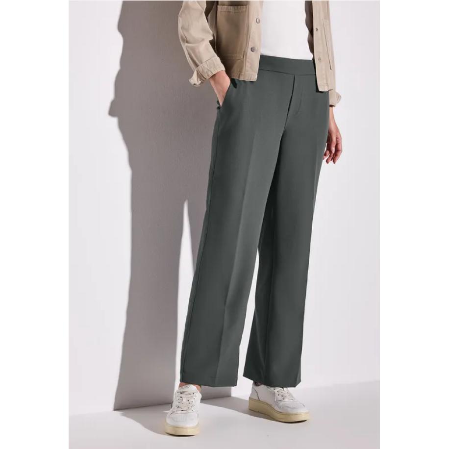 Street One Twill broek met rechte pijpen Groen