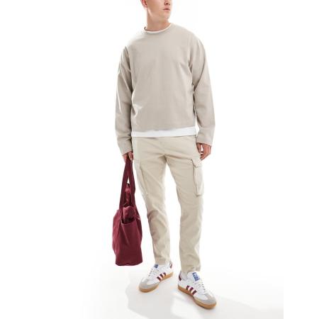 Only & Sons - Smaltoelopende cargobroek in stone-Zwart