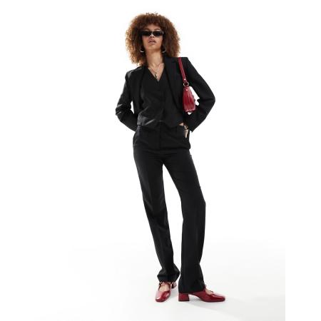 Mango Broek van wolmix in zwart, deel van co-ord set