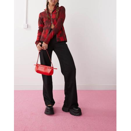 Monki Broek met rechte pijpen, stretch en elastische taille in zwart