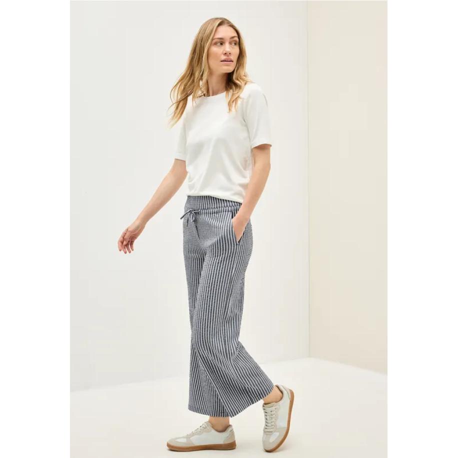 CECIL Gestreepte seersucker broek Blauw