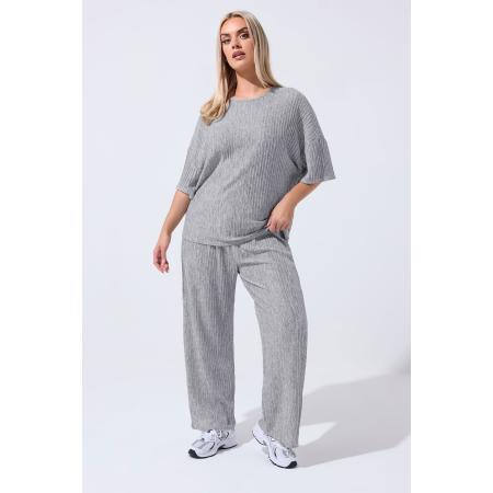 Limited Collection Plus Size Grey Plisse Wide Leg Trousers Size 58-60