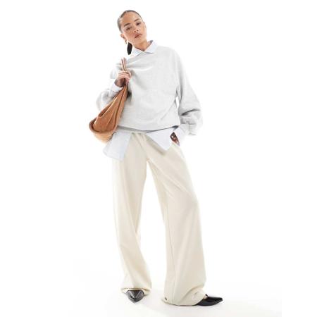 Pull & Bear Elegante broek met wijde pijpen in ecru-Wit